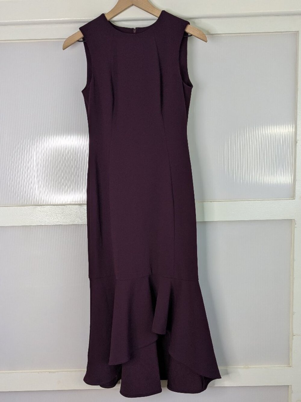 Calvin Klein Purple Plum Sleeveless Ruffle Hem Dress Size 2 Career Office